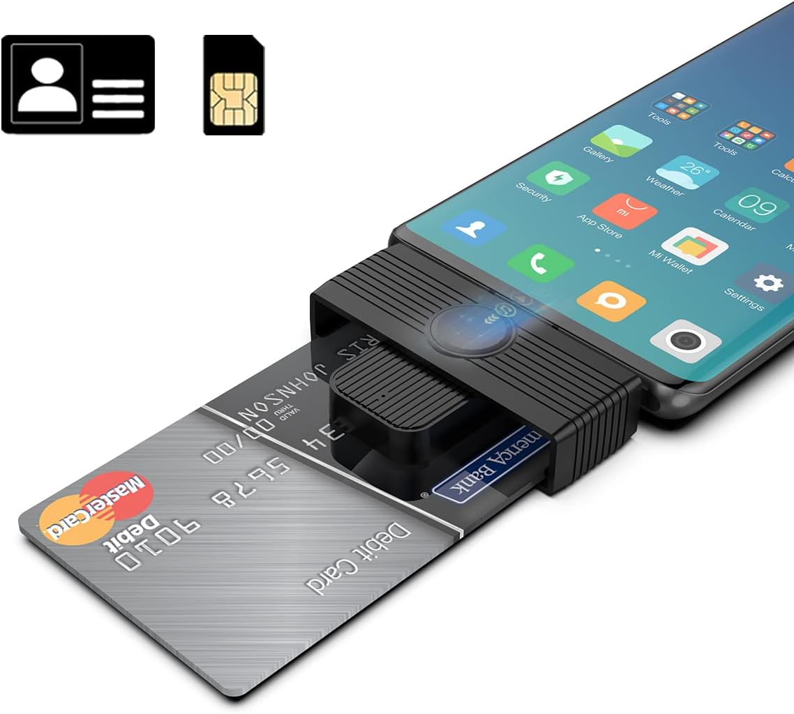 Type C CAC Reader, DOD Military USB C Common Access CAC Card Reader, Smart Card Reader PIV CAC Reader Compatible with Windows, Mac OS and Android Phone