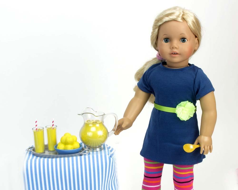 Sophia's 18" Doll 12 pc. Lemonade Stand Set with Doll-Sized Pitcher, Table Runner and Service for Four