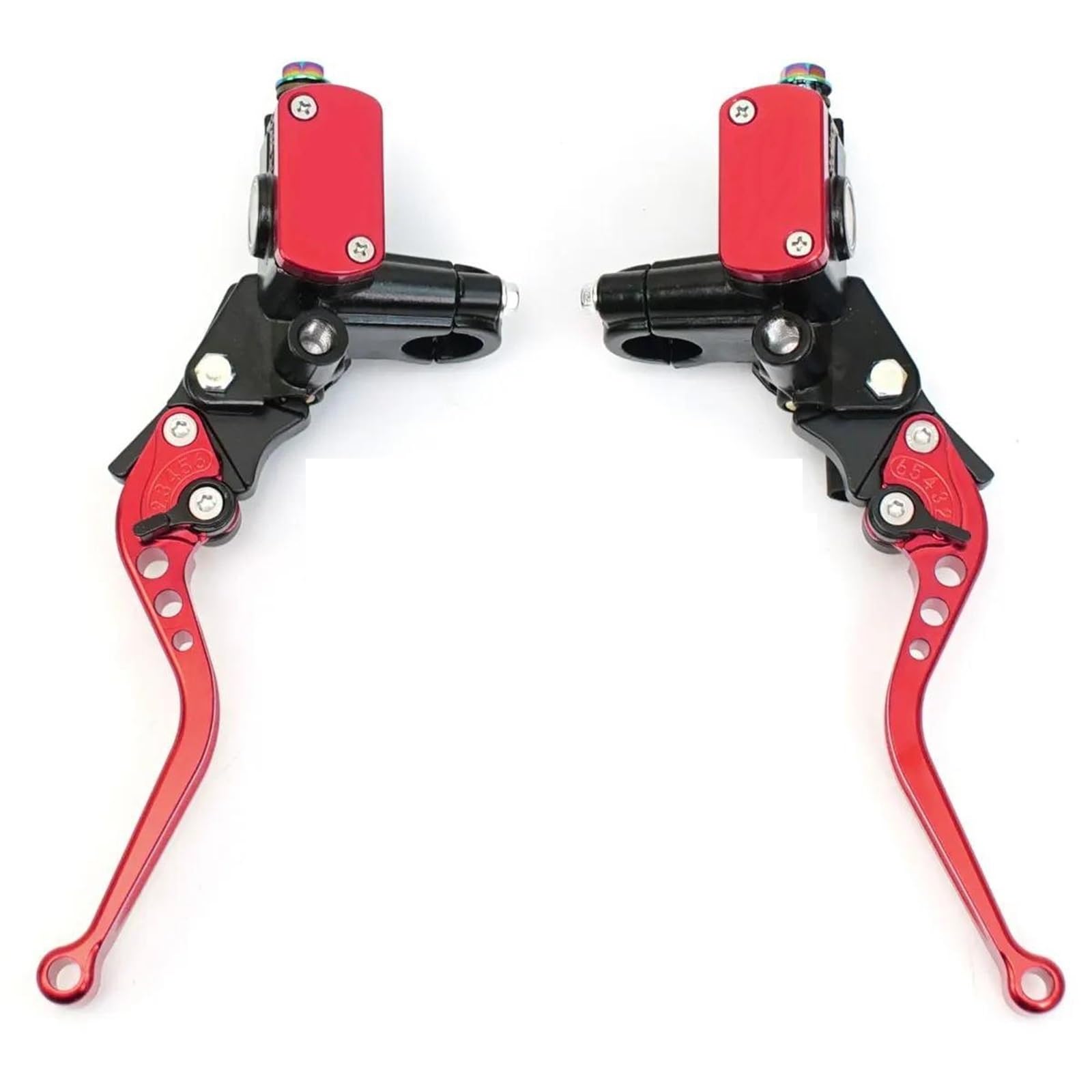 Kit d'embrayage Hydraulique Universel pour Guidon Moto De 7/8 Pouces 22 Mm Kit Tuyau Huile Maître-Cylindre De Frein Frein Main Embrayage Leviers(Red Kit)