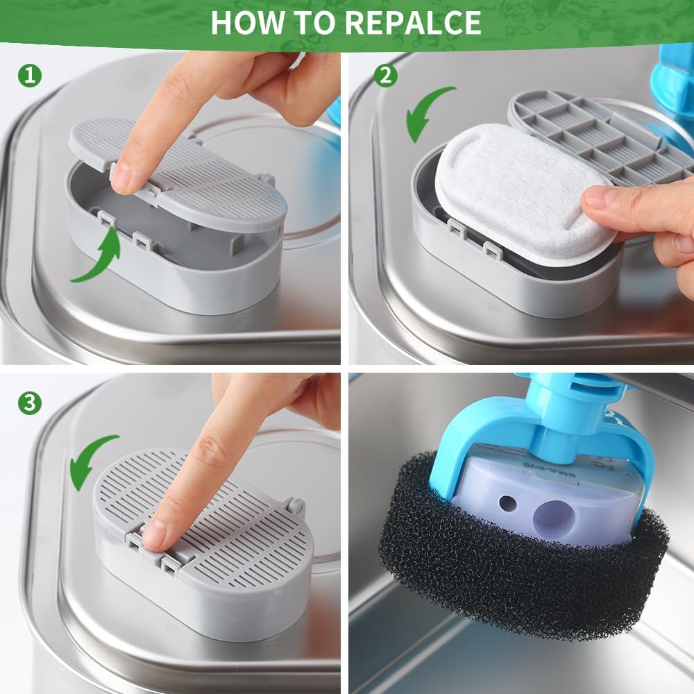 42 Pack Cat Water Fountain Filters & Sponges for Stainless Steel 108oz/3.2L & 67oz/2L Fountains, 21 Filters & 21 Sponges - Image 4