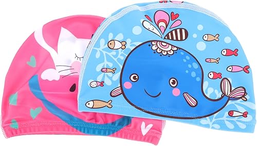 Gorro de natación de dibujos animados, 2 piezas, gorra de natación para accesorios de baño, unisex, gorro de natación para niños, gorro de baño de disponible en Yaxa El Salvador