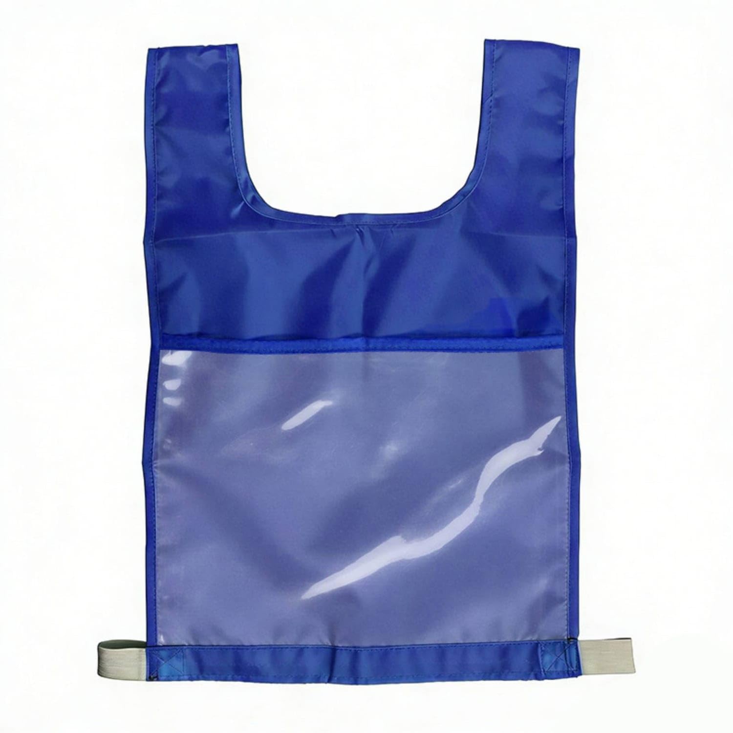 Side Tie Straps Transparent PVC Vest U-Shaped Neckline Clear Pocket Vest for Classroom, Blue-image-32