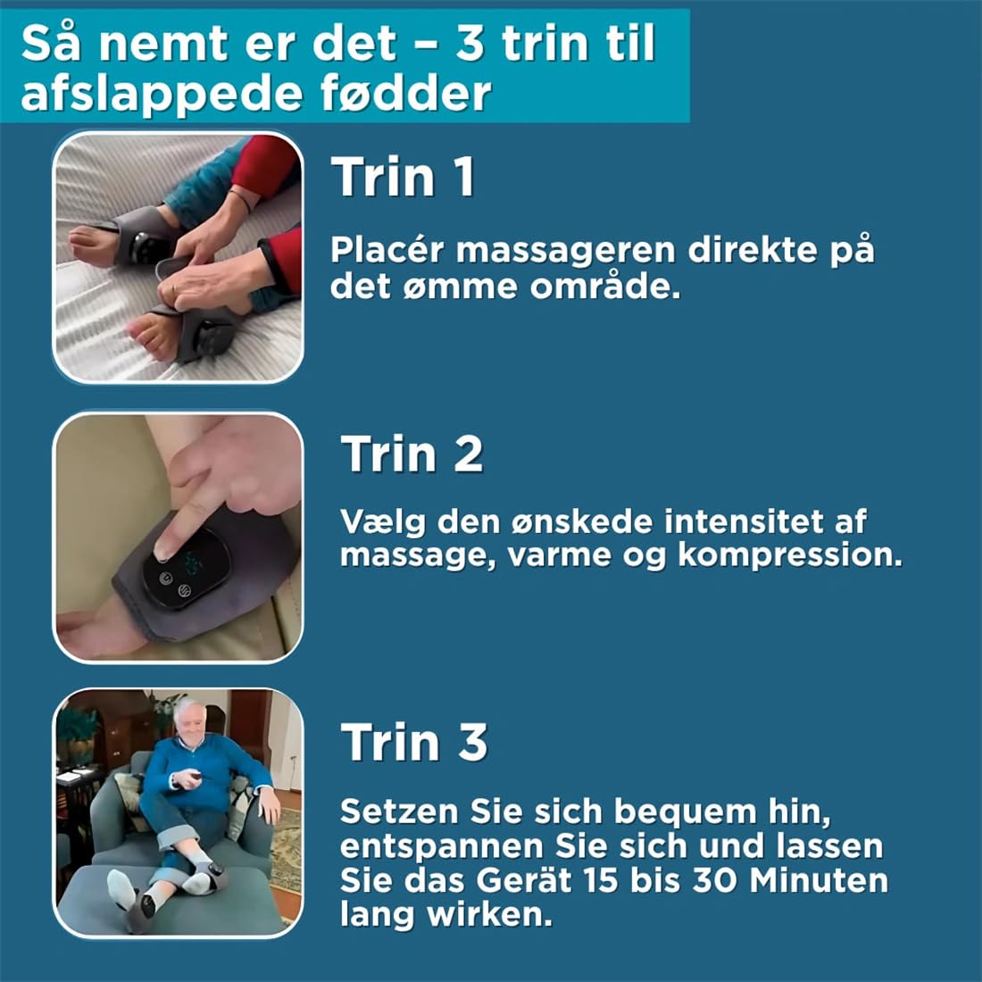 3-in-1 Ankle Kompressionsmassagegerät mit Wärme- & Vibrationsfunktion – lindert Brennen, Kribbeln & Taubheit – verstellbare Intensität – für Zuhause & Büro – ideal für Diabetiker & Senioren