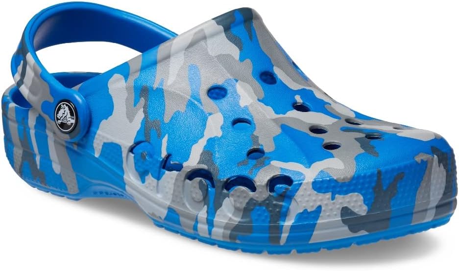 Crocs Unisex Men's and Women's Baya Graphic Clog, Bright Cobalt Camo, 11 Women/9 Men
