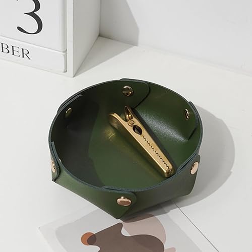 Vista 2 de Tainrunse Juego de bandejas de piel sintética para llaves, teléfono, entrada, caja de almacenamiento de mesa, exquisita decoración de cosméticos