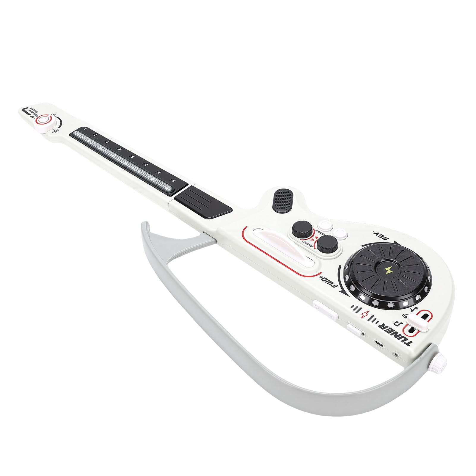EMUKOEP Giocattolo Musicale per Chitarra Elettrica per Bambini con Design Senza Corde e Batteria Integrata per la Ricreazione (Grigio)
