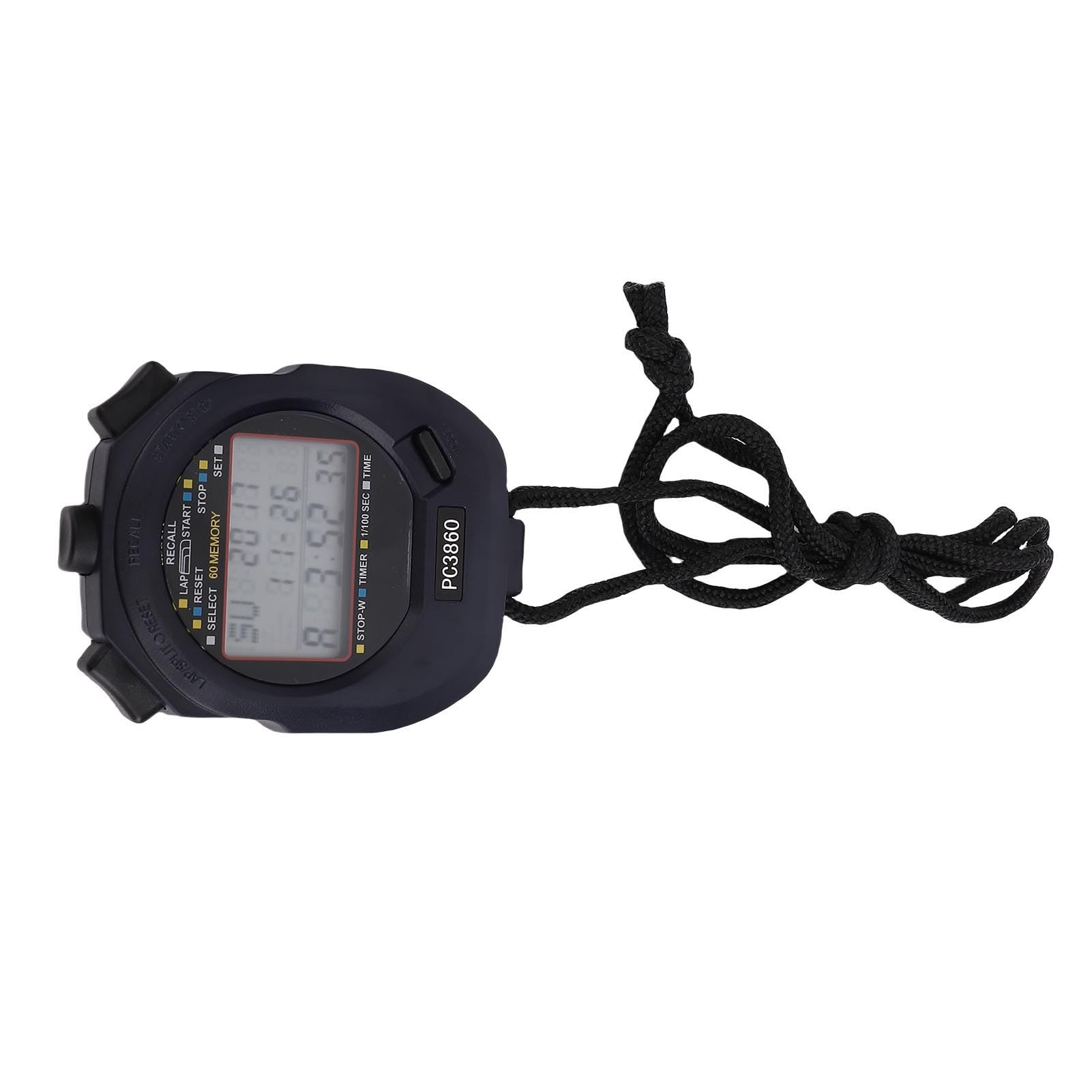 Cronometro Sportivo, 3 Righe, 60 Giri, Timer Digitale Multifunzione, Cronometro modalità Ritmo con Conto Alla Rovescia, Calendario, Allarme, per Corsa, Gare, Allenatori Sportivi, Bambini,