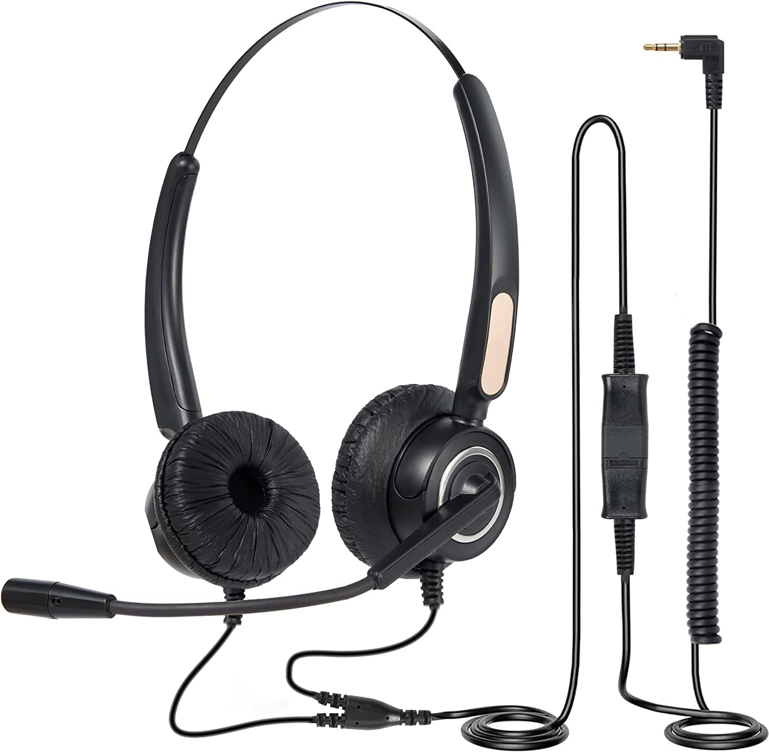 Phone Headset 2.5mm with Noise Canceling Mic, Noise Cancelling Headset and Quick Disconnect