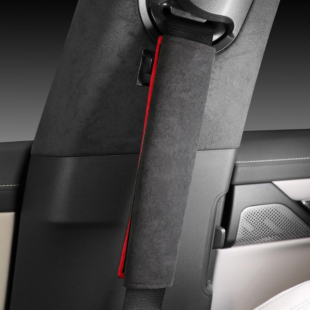 1PCS Turned Suede Car Seat Belt Cover For KIA Forte K3 2019 2020 2021 2022 Soft Breathable Protect Neck Shoulders Seat Interior Car Accessories,D Black