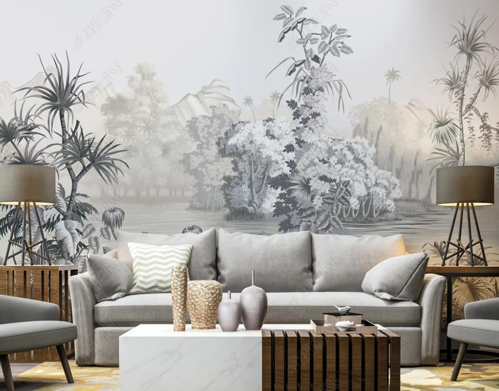 Papier peint intissé forêt tropicale poster géant mural pour salon et chambre 200x140 cm