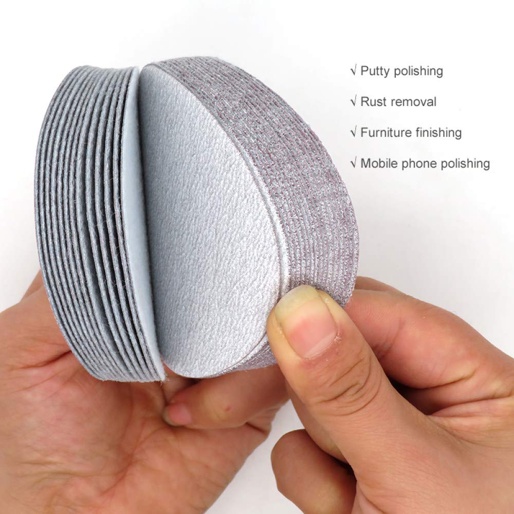 30PCS Discos de lijado de 3 pulgadas y 75 mm Gancho y amp; Papel de lija de lijado en seco blanco de bucle de grano 60 a 1000 para pulido automático de madera, surtido