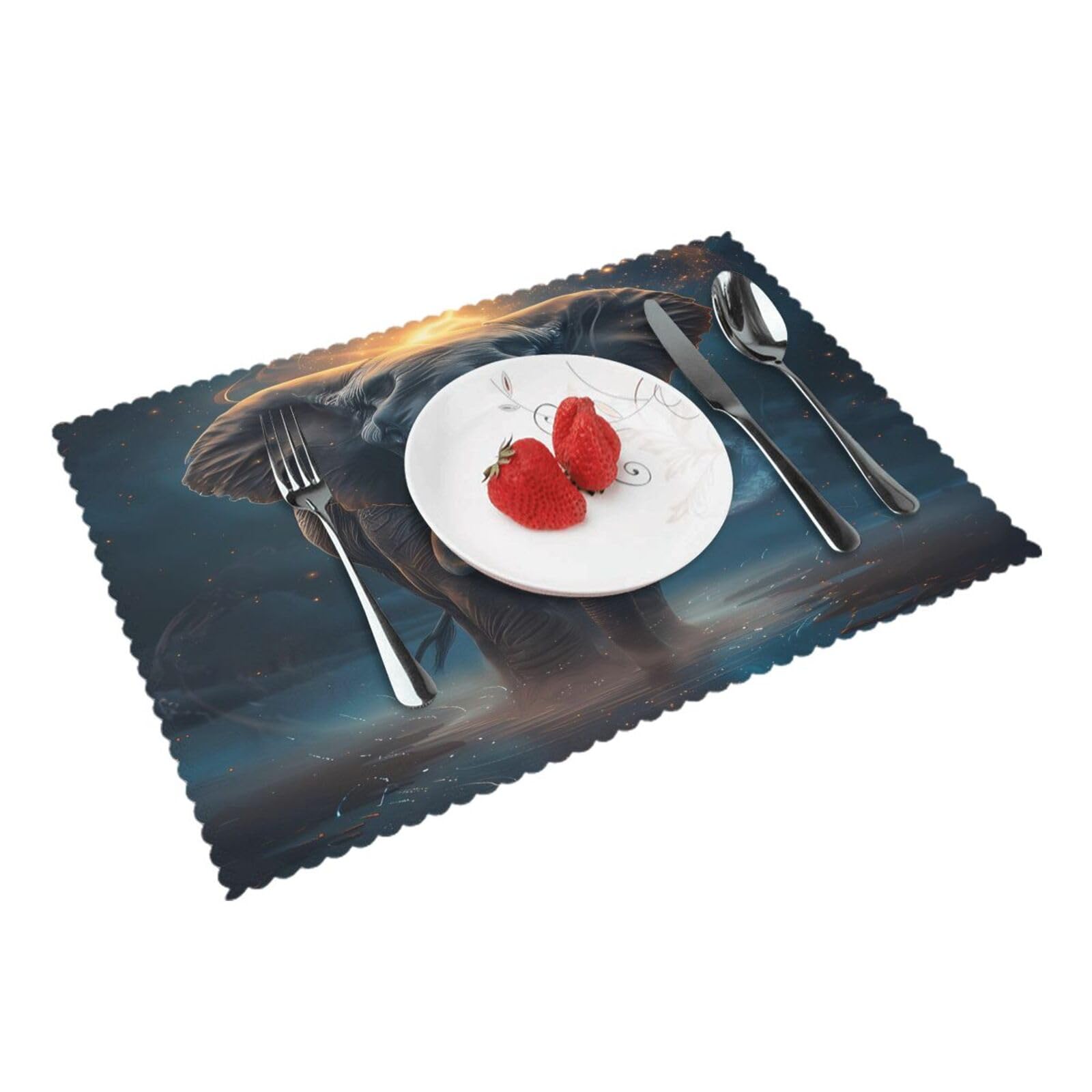 Mystic Elephant Cosmos (1) Placemats Set of 4 Print Table Mats Place Mats Table Decor for Kitchen Dining 12X18 in