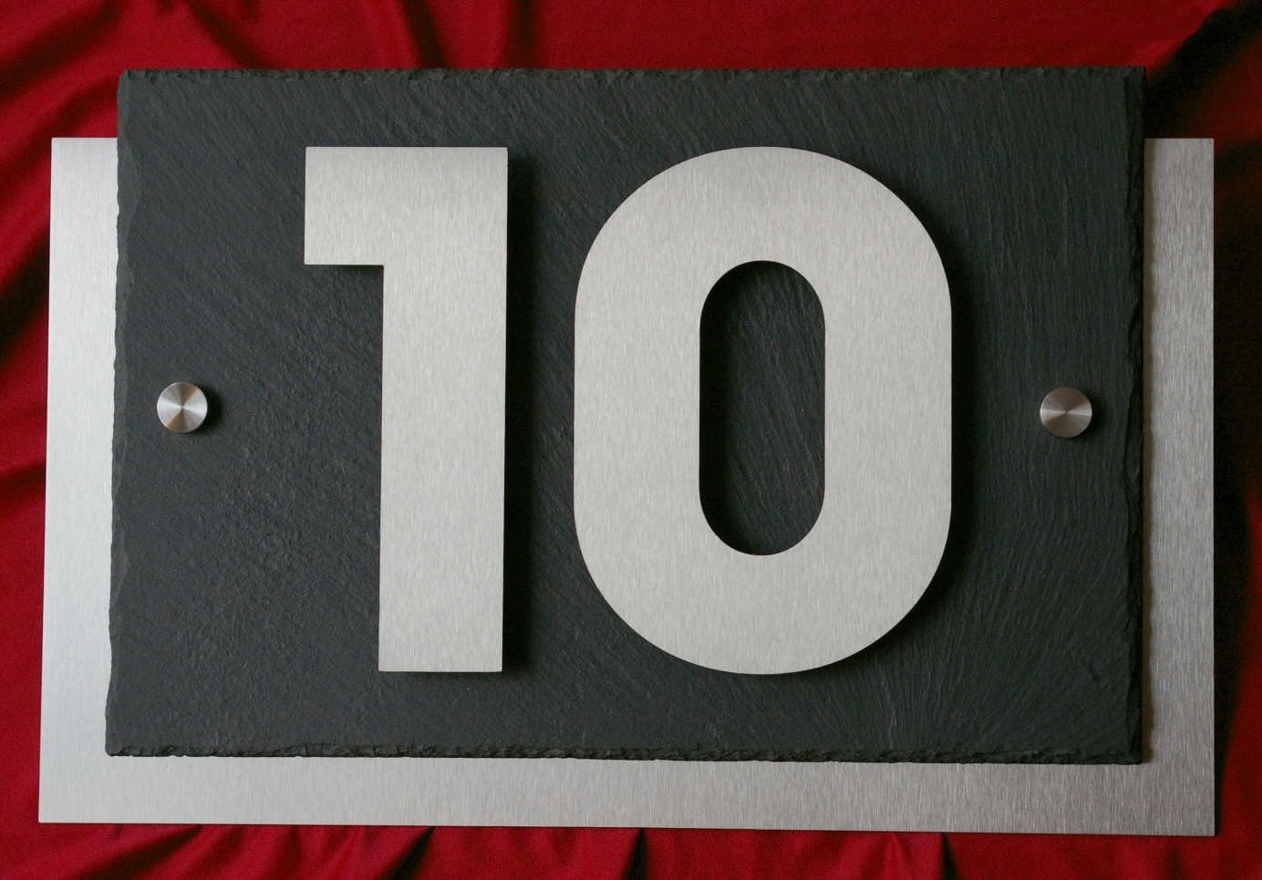 3D Hausnummer aus Edelstahl und Schiefer, Individuelles Hausnummernschild, Straßenschild mit Hausnummer, Anthrazit Türschild