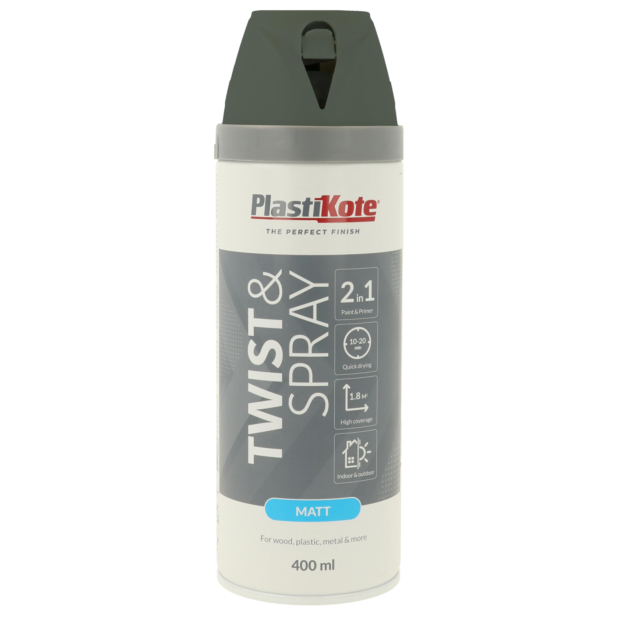 PlastiKote 23122 Twist & Spray Matt 400ml Quartz Grey