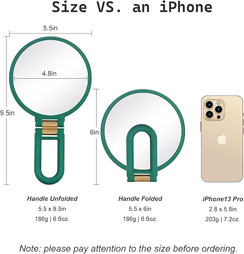 Miniatura 5 de Espejo de aumento de 30x, espejos de mano de viaje con asa, espejo de mano de doble cara con aumento de 1 x 30X y mango  soporte ajustable, espejo