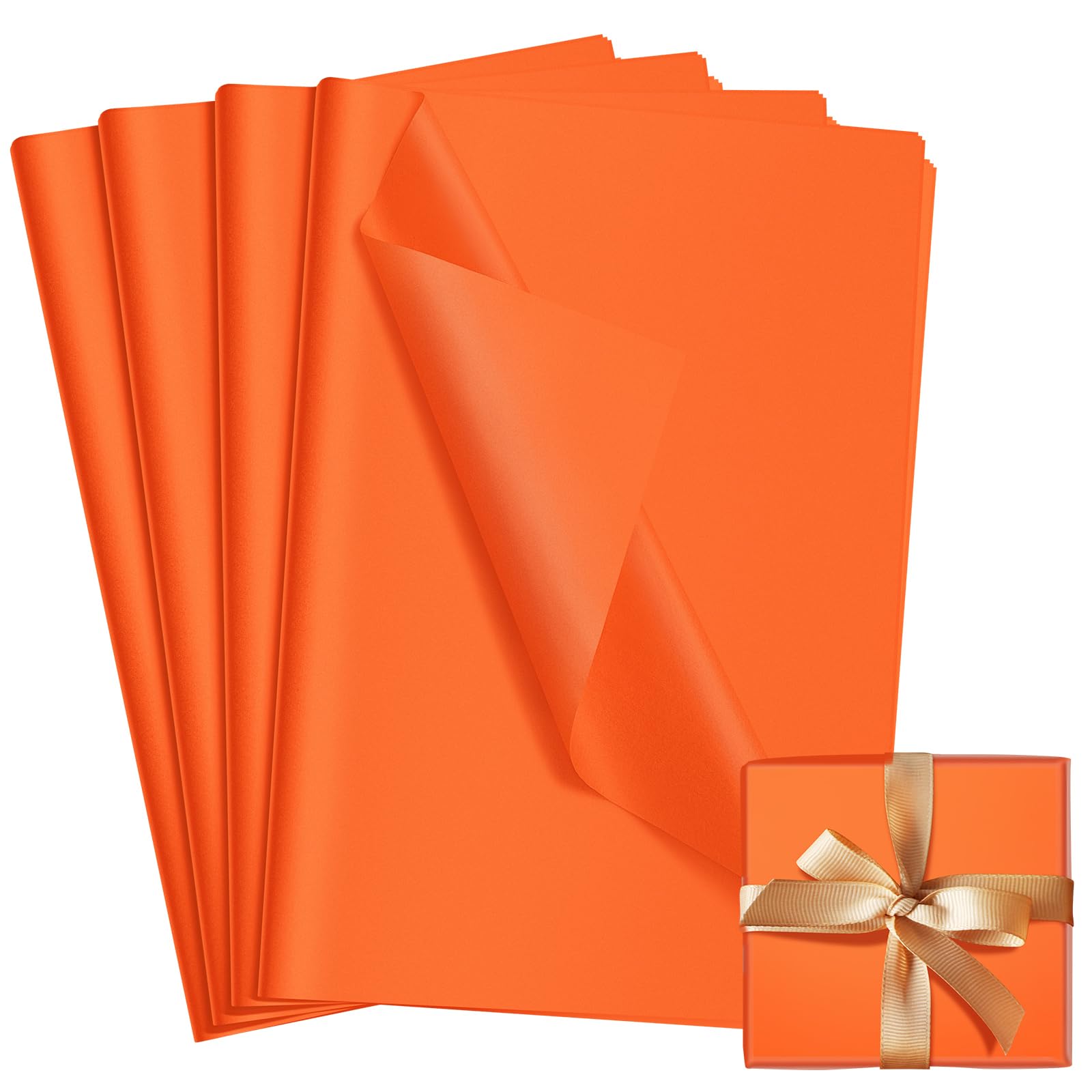 Qilery 500 fogli di carta velina arancione, 38 x 50 cm, carta da imballaggio, carta da regalo, senza acidi, per vacanze, compleanni, decorazioni per feste, matrimoni, baby shower