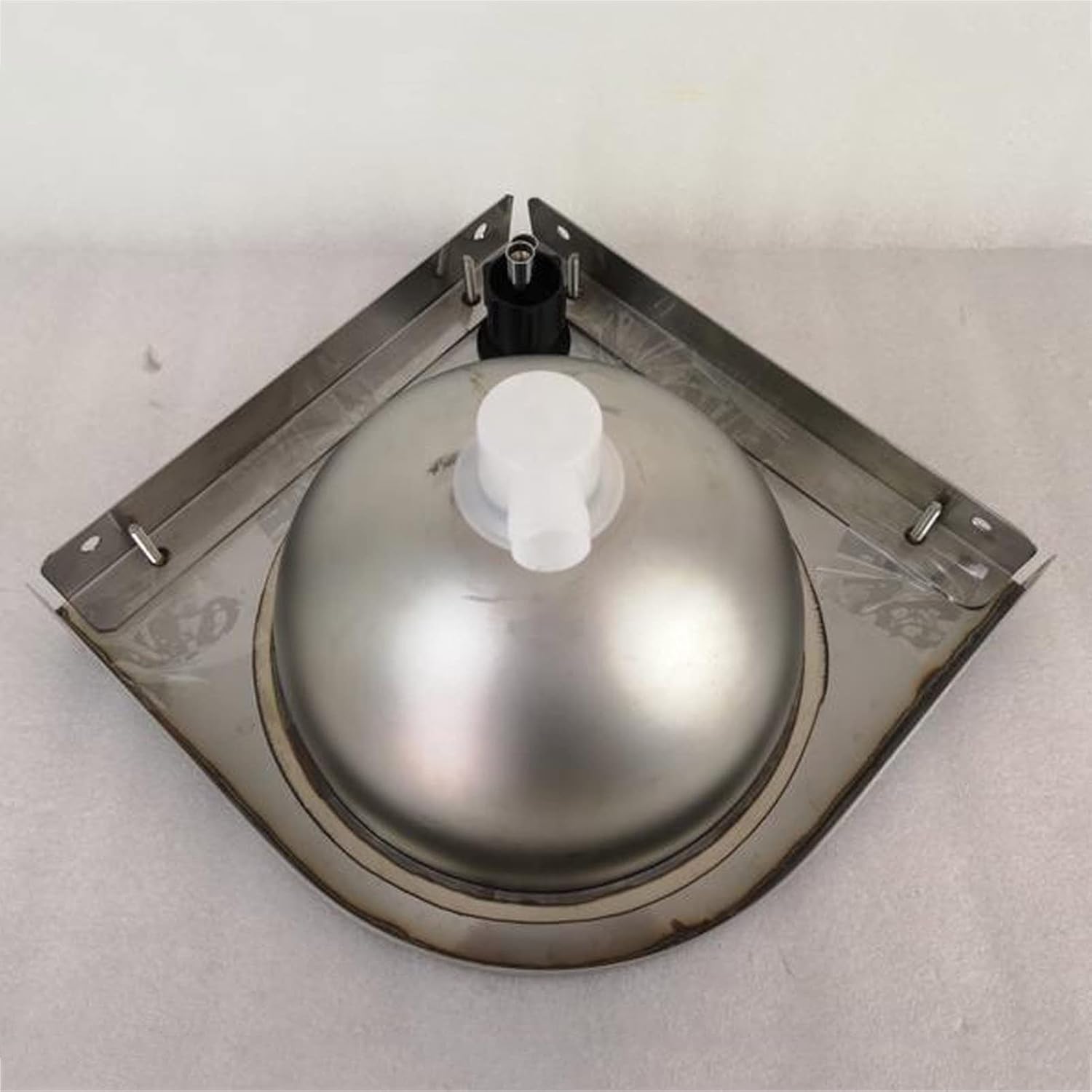 Single Bowl Stainless Steel Triangle Wash Basin, Wall-Mounted Corner Sink Thick Wash Basin for RV, Campervan,Silver-30.5x30.5x13cm