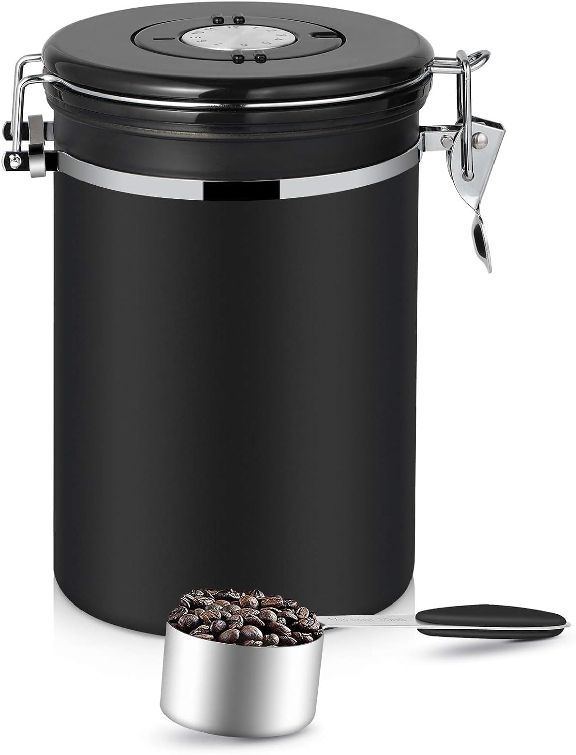 Hossejoy 2.8L Airtight Coffee Canister, Stainless Steel Airtight Container with Measuring Scoop
