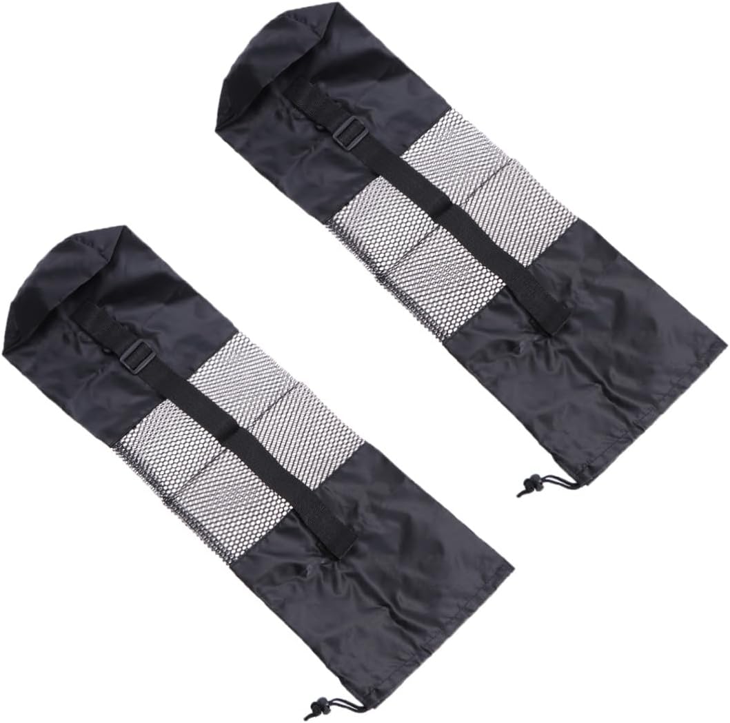2PCS Large Capacity Yoga Mat Storage Bag Half Mesh Exercise Fitness Carrier Tote with Adjustable Sling Strap for Thick Mats Black Breathable Ventilated Design for Yoga Supplies and