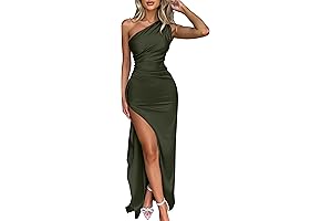 Elegant Olive Green One Shoulder Evening Dress