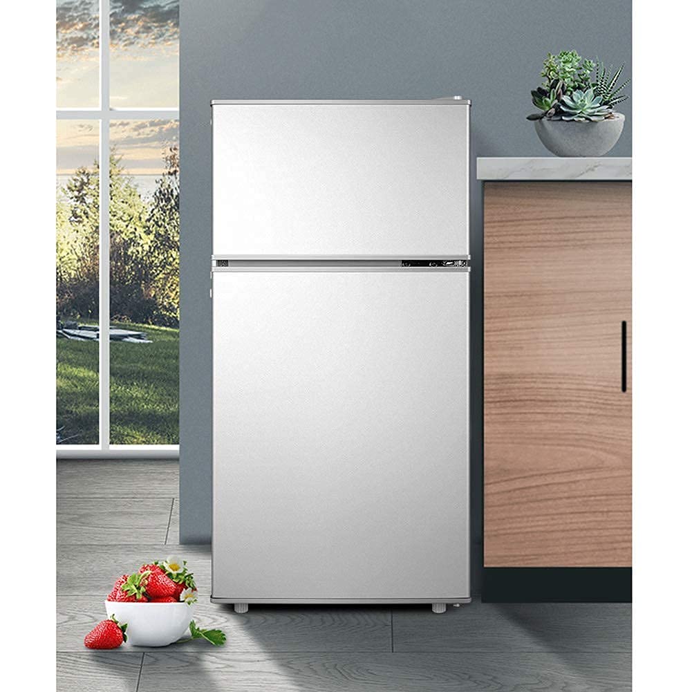 Congelatore, Frigorifero a Doppia Porta Freestanding 58L 76L con Ripiani Controllo della Temperatura Compressore a Basso Consumo Energetico per Dormitorio Ufficio Cucina Domestica (76L)