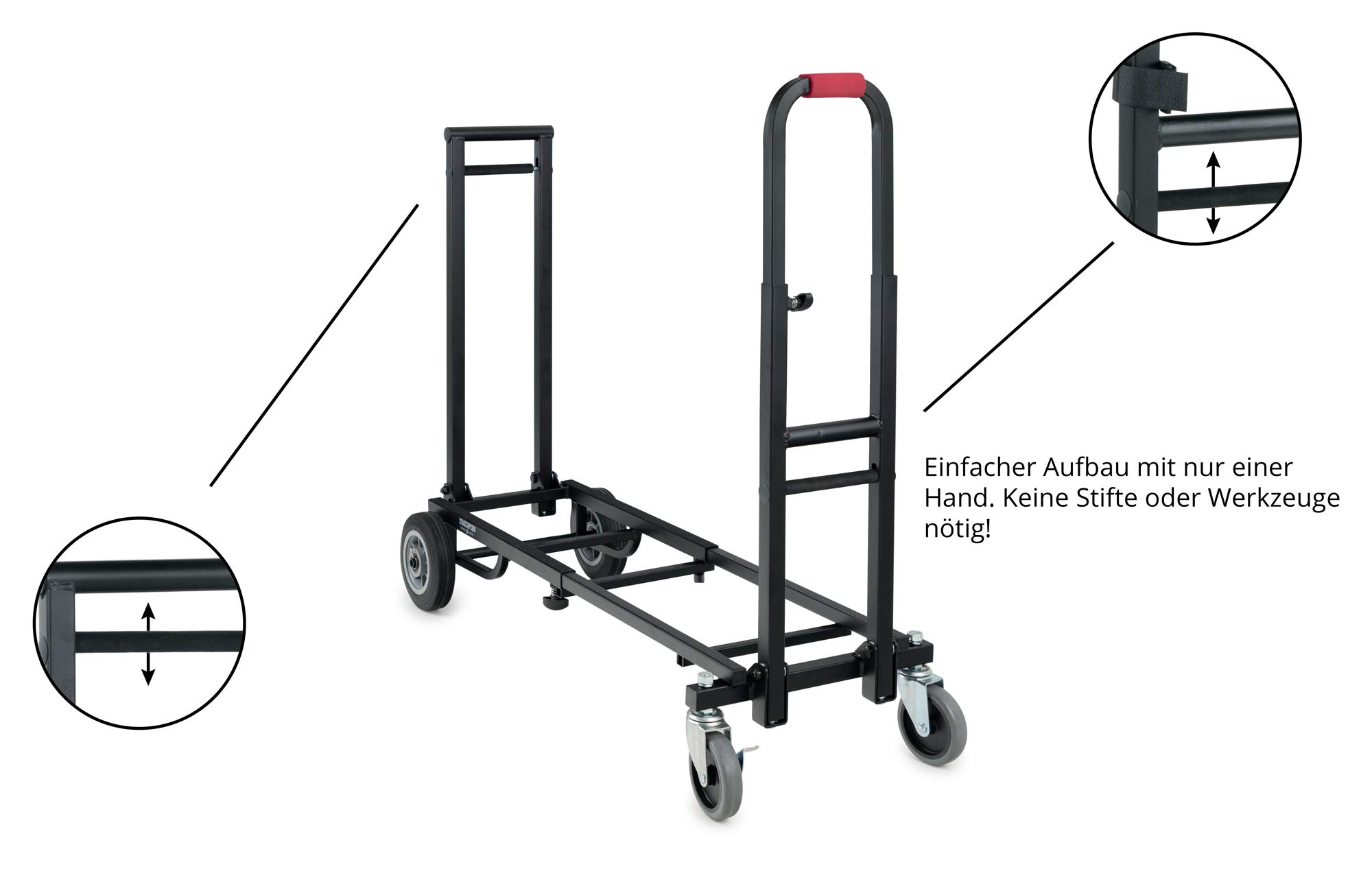 Stagecaptain SCS-60 MKII Sherpa Transportwagen - Sackkarre - Höhe: 89 cm, Länge: 63 bis 94 - Belastbarkeit: max. 100 kg - Gewicht: 9,1 kg - schwarz