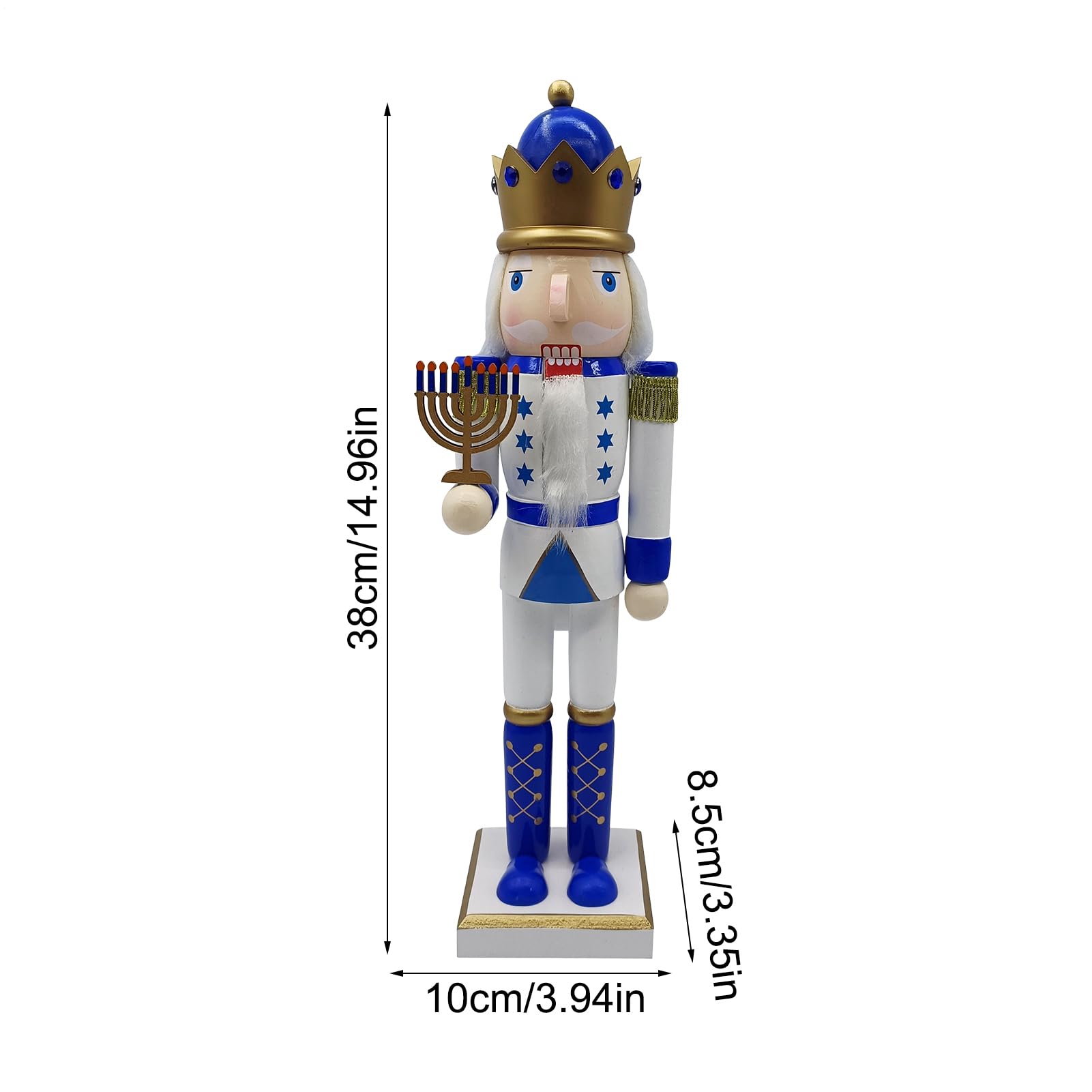 Générique Statuine di in Legno | Figure di Tradizionali Dipinti per Hanukkah, Statua Collezione Bianca e Blu per Tavolo Mensola Finestra