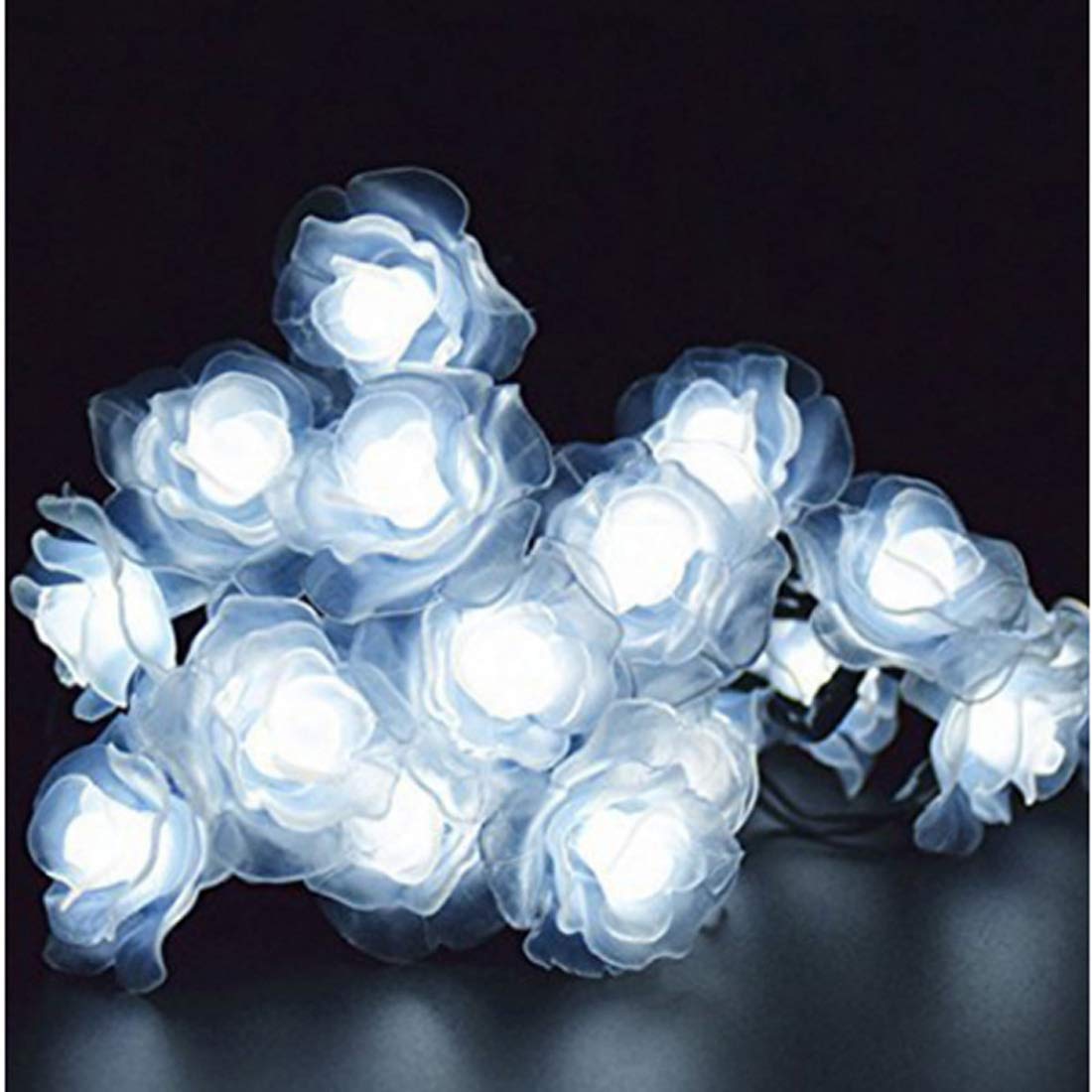 KINGCOO Solar Flower String Lights, Waterproof 20LED Rose Flower 2 Mode Solar Starry Lighting Christmas Fairy String Lights for Gardens Path Home Wedding Party Decorations (White) — image 1