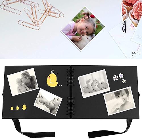 Miniatura 7 de Rocutus Álbum de recortes 116 x 83 in autoadhesivo DIY Scrapbooking 80 páginas negras álbum de fotos páginas de bricolaje ideal para aniversario