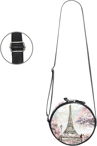 Miniatura 3 de Alaza Art París Torre Eiffel Pintura ronda Crossbody Bolso mensajero de lona