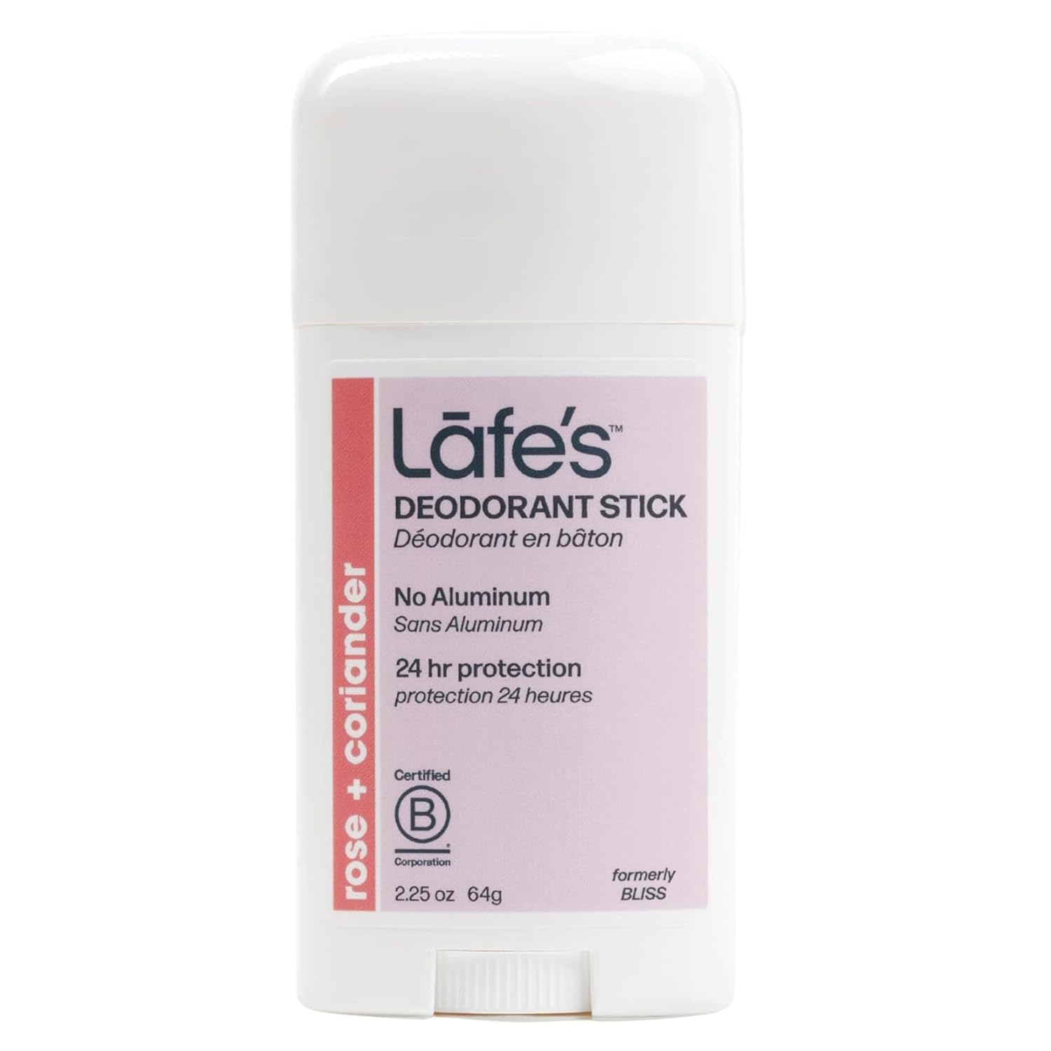Lafe's Natural Deodorant | 2.25oz Aluminum Free Natural Deodorant Stick for Women & Men | Paraben Free & Baking Soda Free with 24-Hour Protection (Rose & Coriander, 2.25oz)