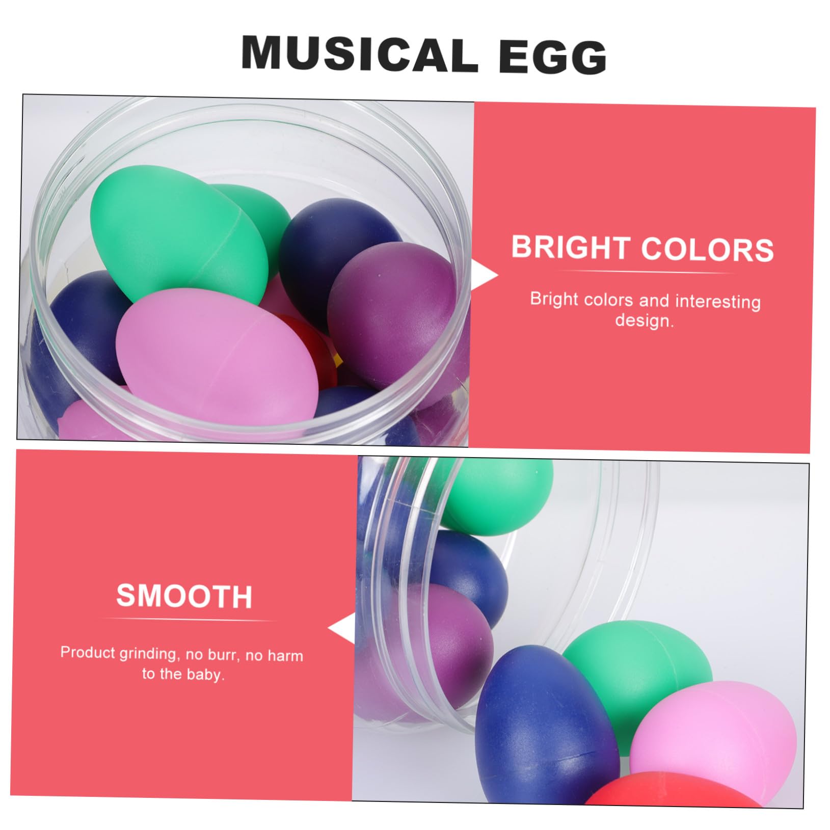 Toddmomy 20 Strumenti Musicali a Uovo per Percussioni per Ragazzo Ragazza, Portatili in Plastica Superficie Liscia per Educazione Precoce e Compleanni Colore Casuale