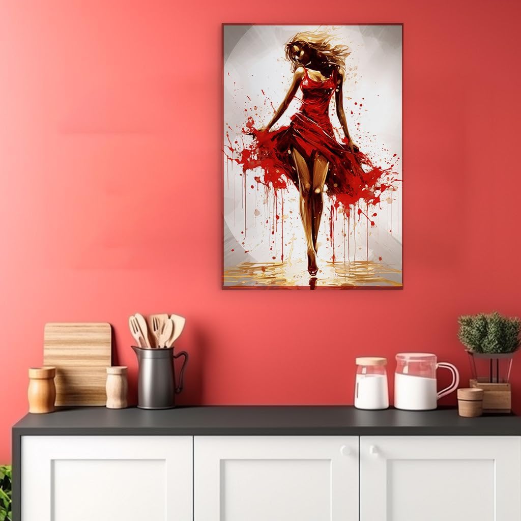 Canvas for Living room. Dancing in Color: The Elegance of Movement Captured in Abstract Art, 27 x 18 inch Canvas Wall Art - Ready to Hang - 69x46 cm (27x18 inch)