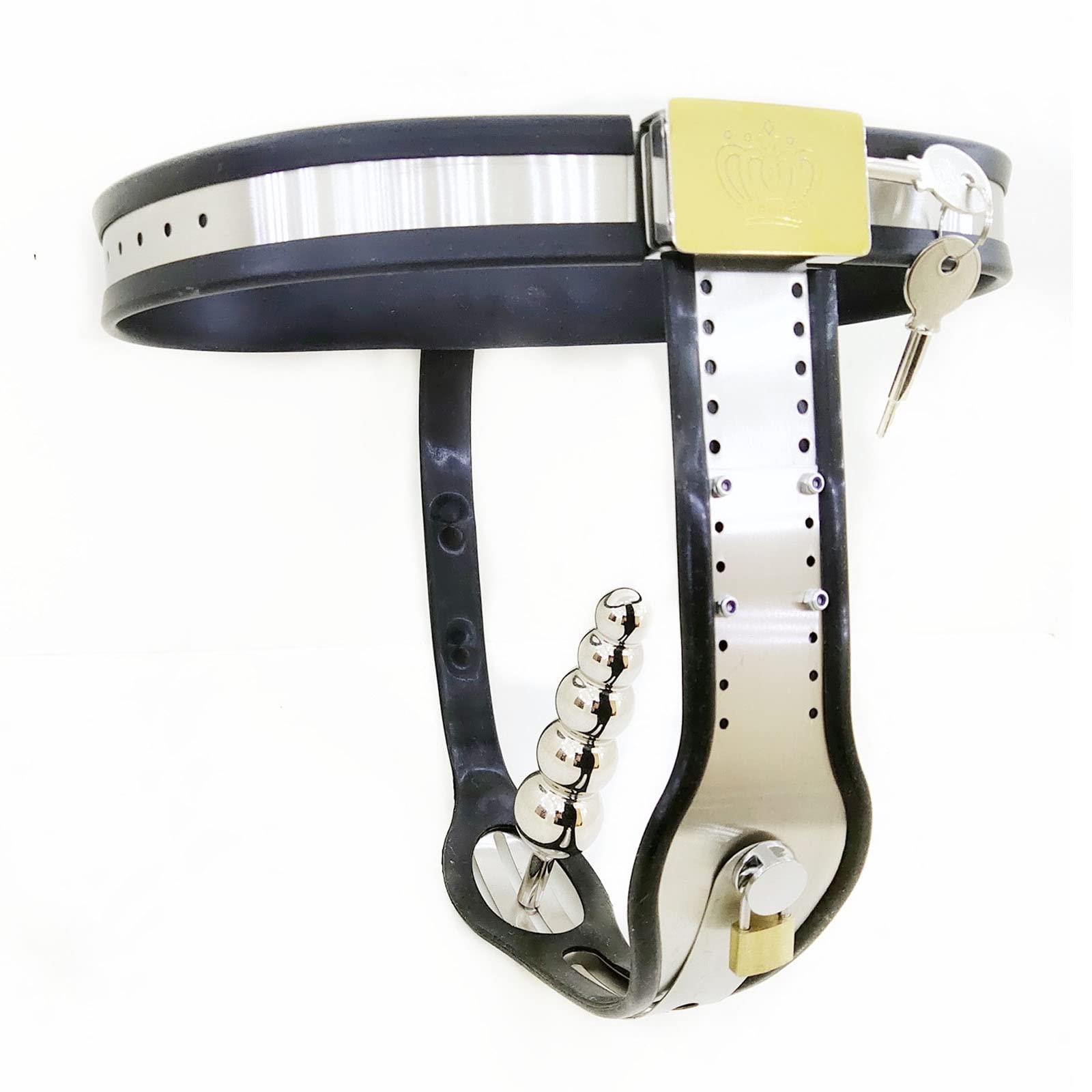 Ceinture De Chasteté pour Femme en Acier Inoxydable, Design Invisible, Bouchons Anaux et Vaginaux Amovibles, Sex Toy Fétiche SM, 60~90cm, Noir