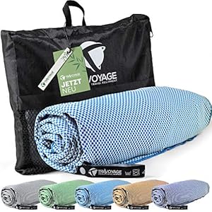 Travoyage Mikrofaser Handtuch – Reisehandtuch – Strandhandtuch – Sporthandtuch – Microfaser Handtücher, hellblau, 80 x…