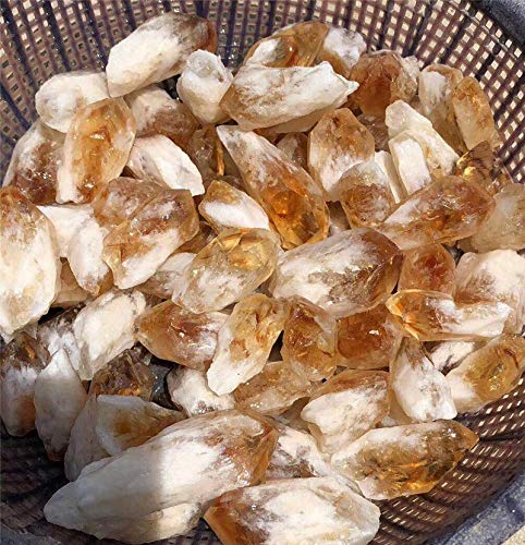 DAJIANatural Citrine Stone Yellow Quartz Crystal Rough Points Bulk Gemstone Healing Mineral Specimen
