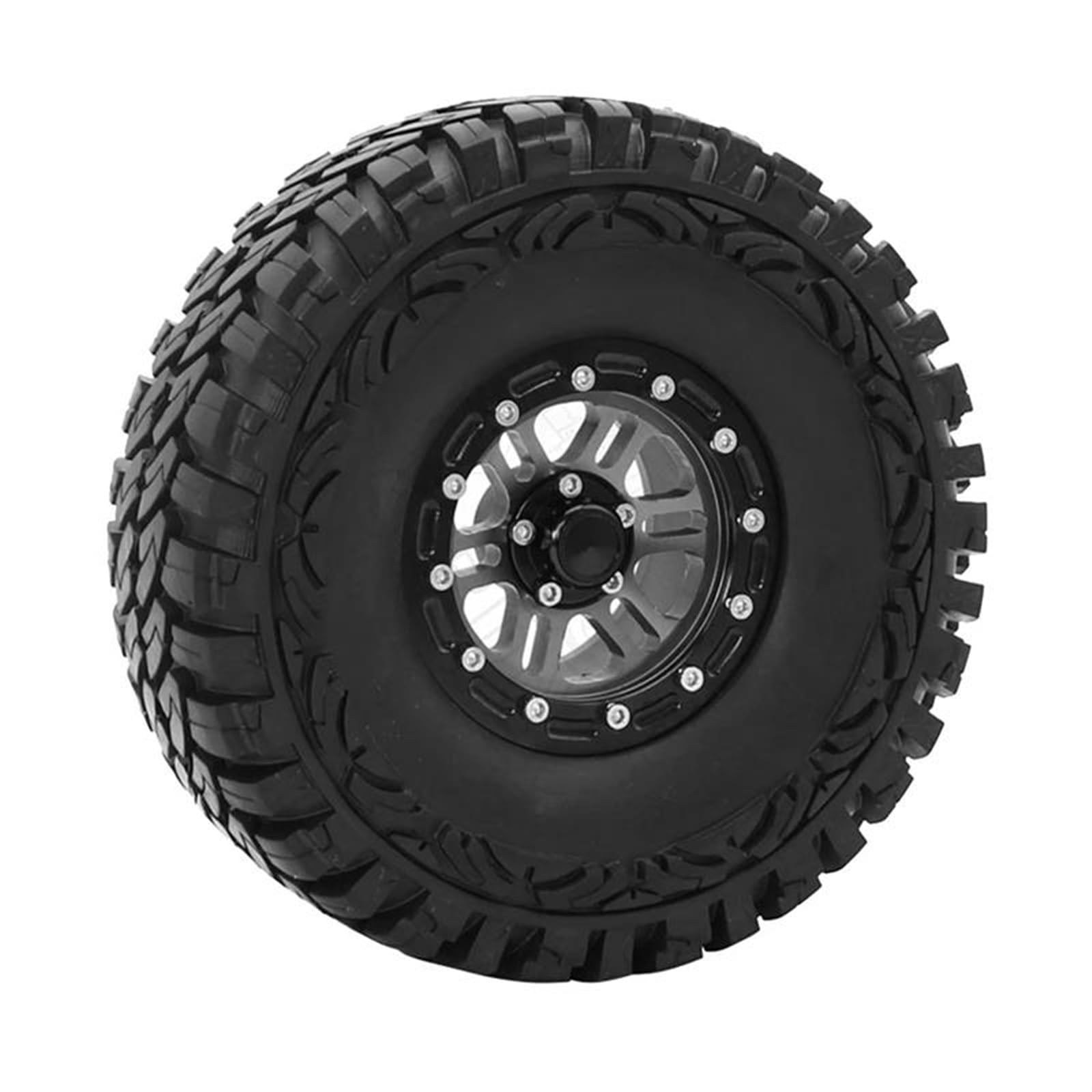 RC Car Pneumatico Ruota Compatibile con Axial per SCX10 90035 90022 90046 D90 D110 TF2 TRX-4 4 Pezzi Pneumatici per Cerchioni Beadlock in Metallo da 1,9 Pollici per 1/10 RC Rock Crawler