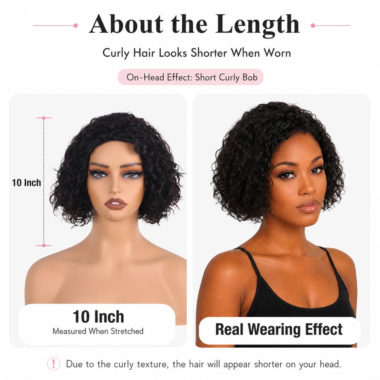 Curly Brazilian Human Hair Wig with Bangs, Glueless Machine-Made Cap
