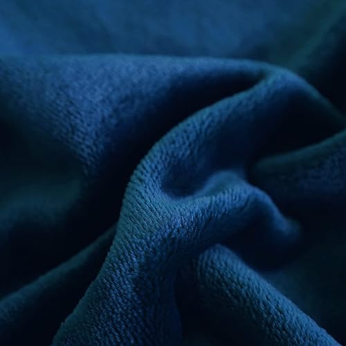 Miniatura 4 de SOCHOW Manta de franela de forro polar, para todas las estaciones, ligera, súper suave y acogedora para cama o sofá, color azul marino, 50 x 60