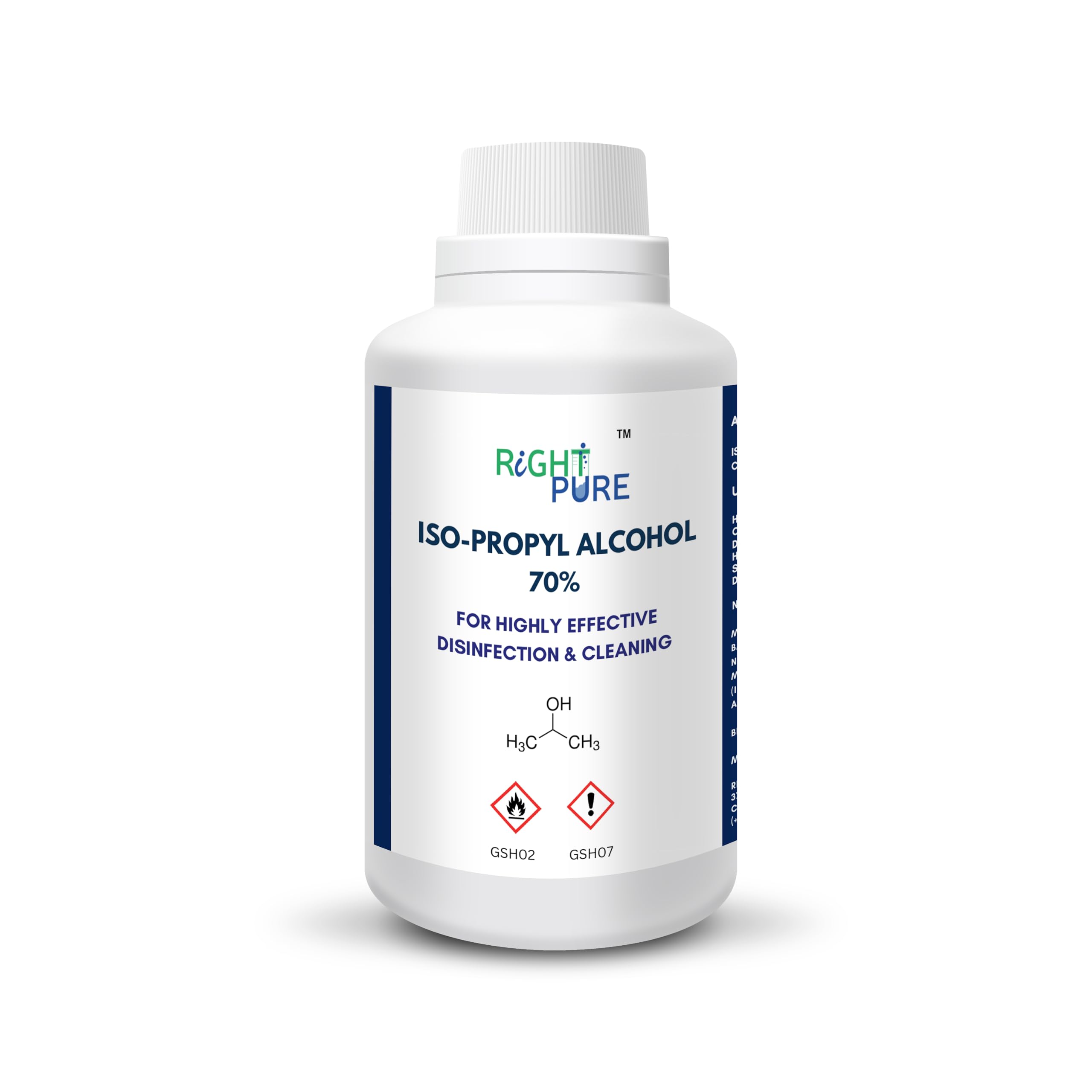 RIGHTPURE® IPA 70% Solution | Surface Disinfectant & Sanitizer for Home, Office, Lab & Industrial Use – 500ml