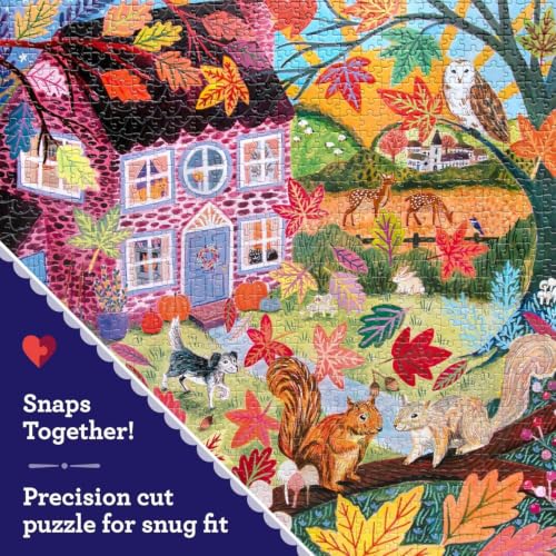 Image of eeBoo Autumn Cottage 1000 Piece Square Jigsaw Puzzle, 23 inch x 23 inch