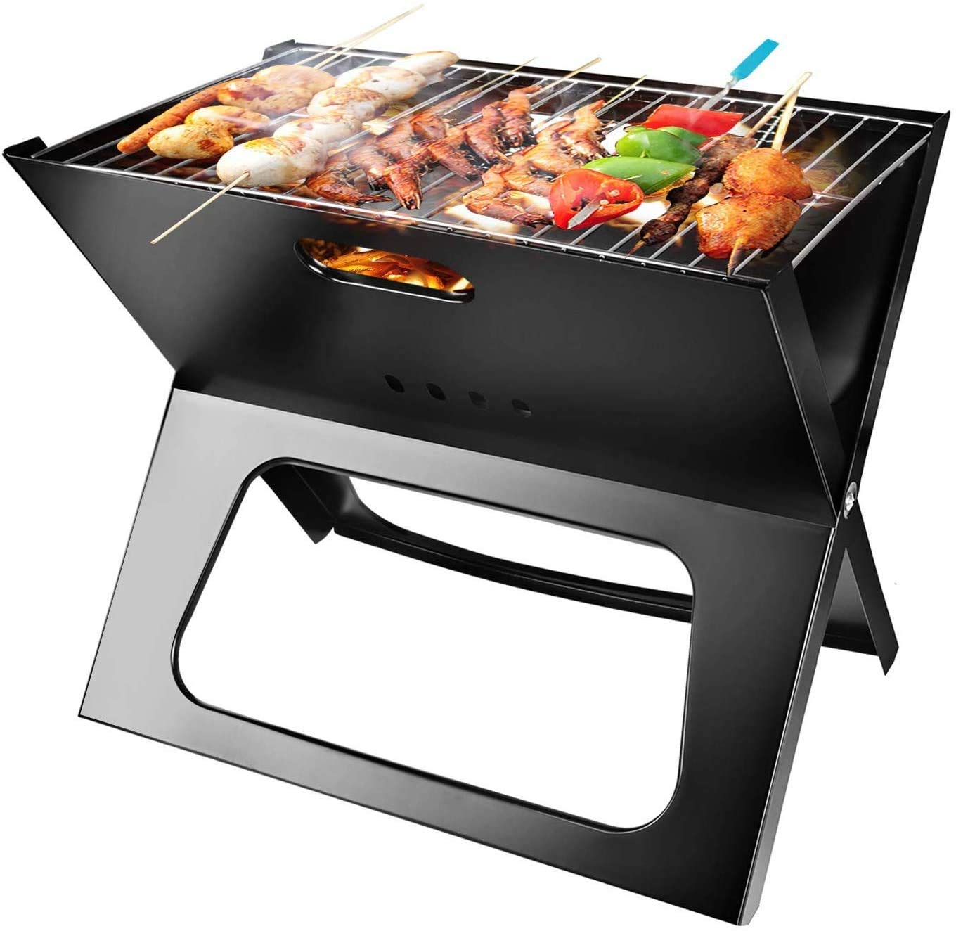 PHINC-Portable BBQ Croc Easy Grill - NEXT GENERATION OF X GRILLS - Premium Foldable Charcoal Barbecue Extra Large Grilling Surface, with Travel Bag & Grill Lifter