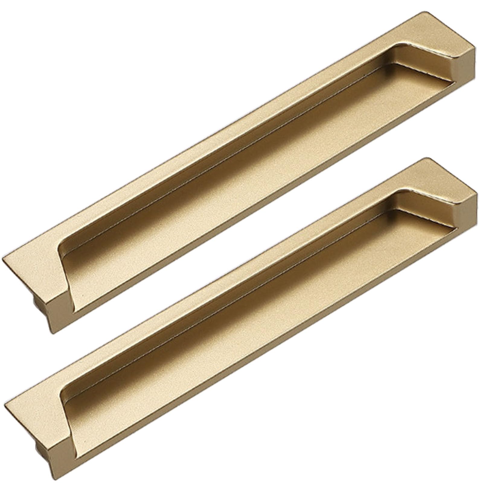 XIAODANHUA 2 Pcs Recessed Door Handles Zinc Alloy Furniture Pulls with Screws Kitchen Pull Handles for Cabinet Wardrobe Bedside Table (Hole Distance 192mm)