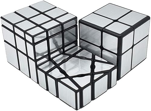 Yealvin Juego de cubos de velocidad de espejo, paquete de cubo mágico de 1 x 3 x 3 pulgadas, cubo de espejo fantasma, cubo de espejo de 2 x 2 y 3 x