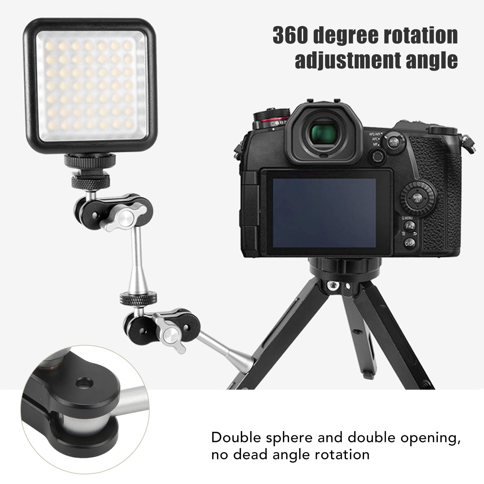 Uchwyt do Aparatu Magic Arm, Uniwersalny Obrotowy Aparat Fotograficzny o 360 Stopni Przedłużenie Ramienia Montażowego, Interfejs 1/4 Cala, do Mikrofonu światła Wypełniającego(93mm)