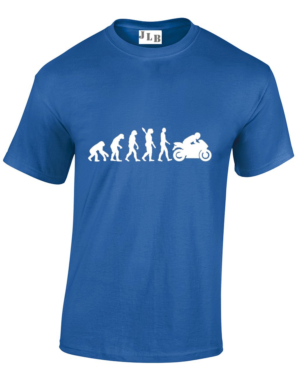 JLB Print Evolution of The Motorbike Funny Cool Premium Quality Regular Fit T-Shirt Top for Men and Teens Royal