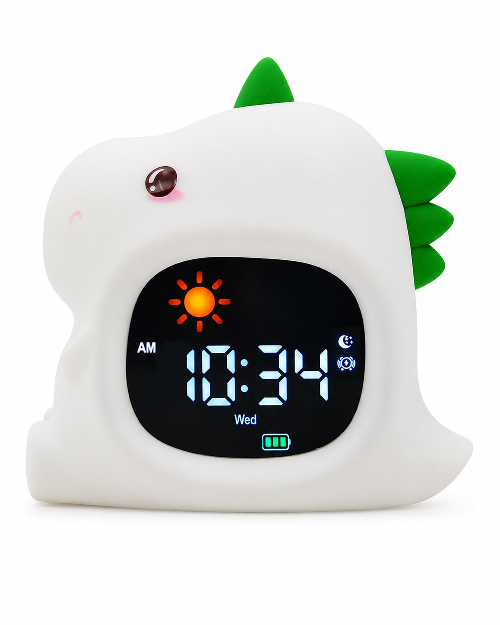 Silikon Kinderwecker mit Nachtlicht und Alarmfunktion – Perfekt für Schule und Alltag, Schlaftrainer für gesunde Routinen, RGB Licht in 9 Farben, 5 Lautstärken, 12/24 Stundenformat, 1800mAh Akku