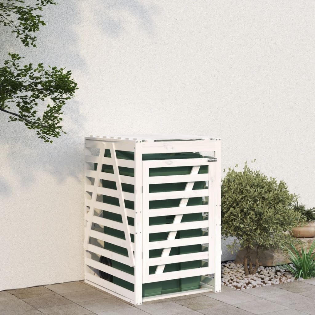 Genérico Cobertizo para Cubos de Basura Madera Pino Blanco 84x90x128,5cm,Casa y jardín,Productos del hogar,Accesorios para contenedores de residuos,Soportes para contenedores de residuos-825101