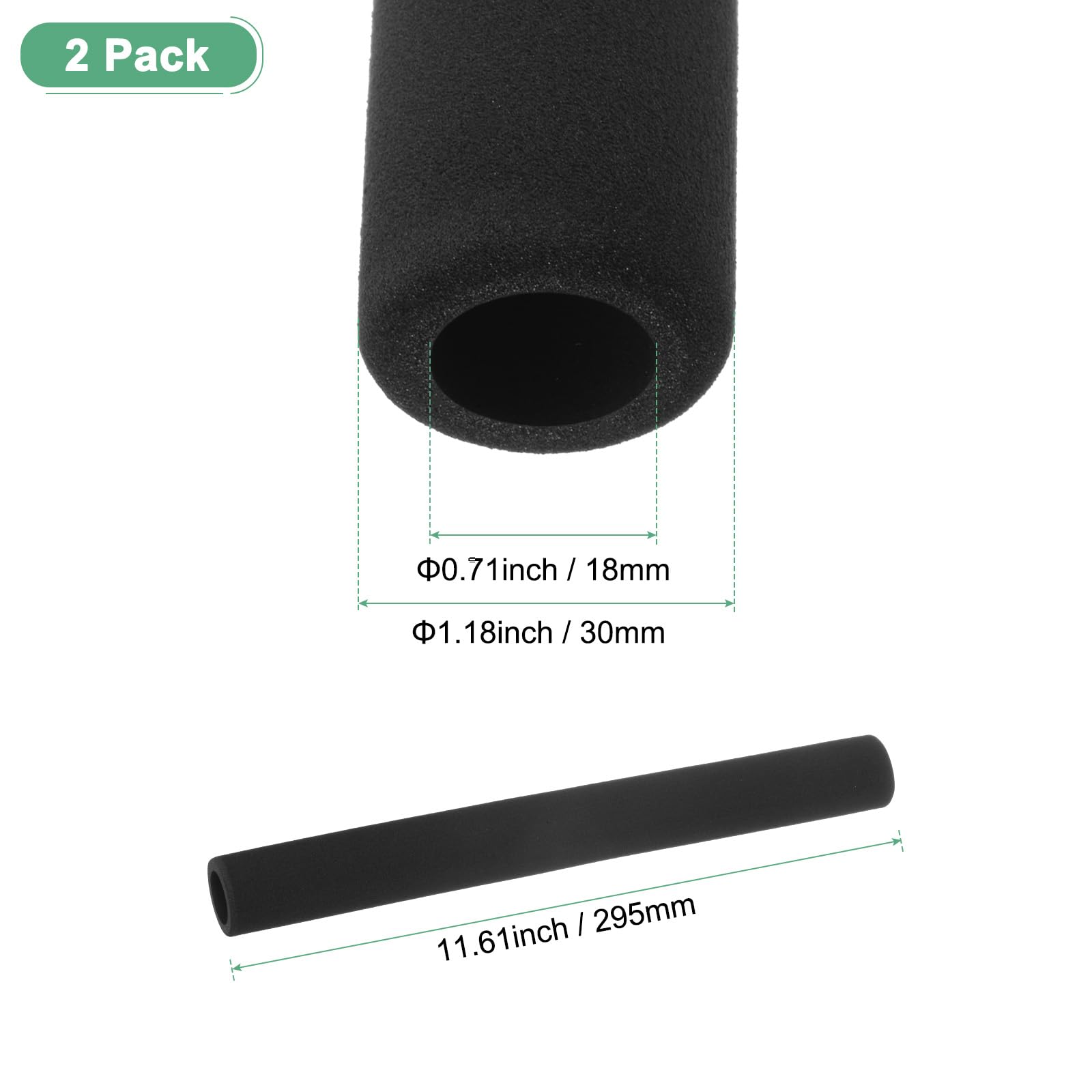 M METERXITY 2-Pack Pipe Insulation Foam Tube, 18mm ID 30mm OD 295mm Length - Image 3