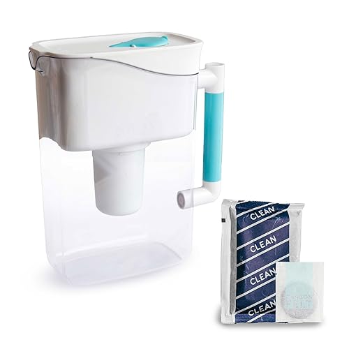 Phox Wave - Jarra de filtro de agua de 11 tazas con cartucho recargable, tamaño de puerta de refrigerador, suministro para 30 días (paquete limpio)